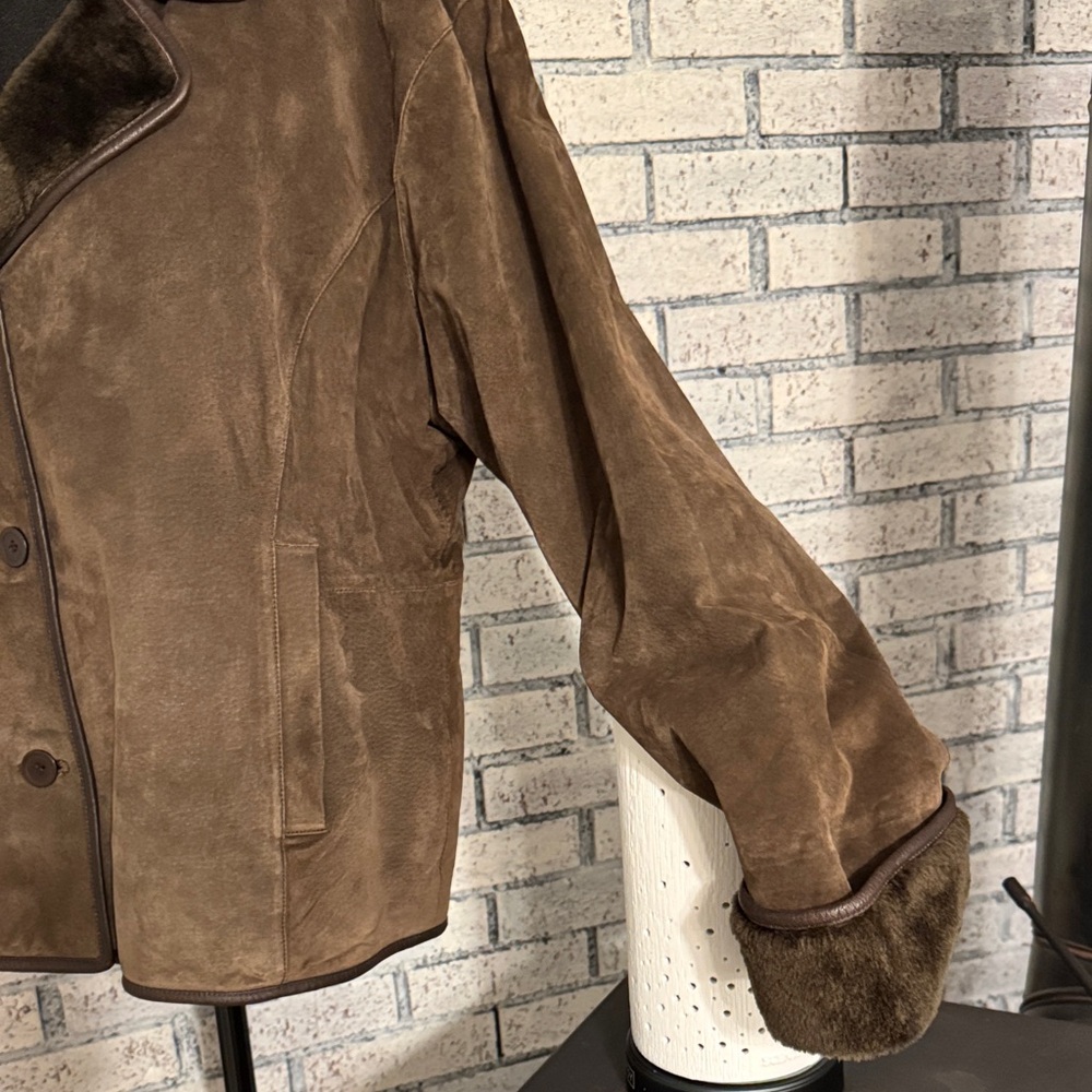 Vintage Brandon Thomas Chocolate Brown Genuine Leather Suede Jacket - Picture 4 of 10